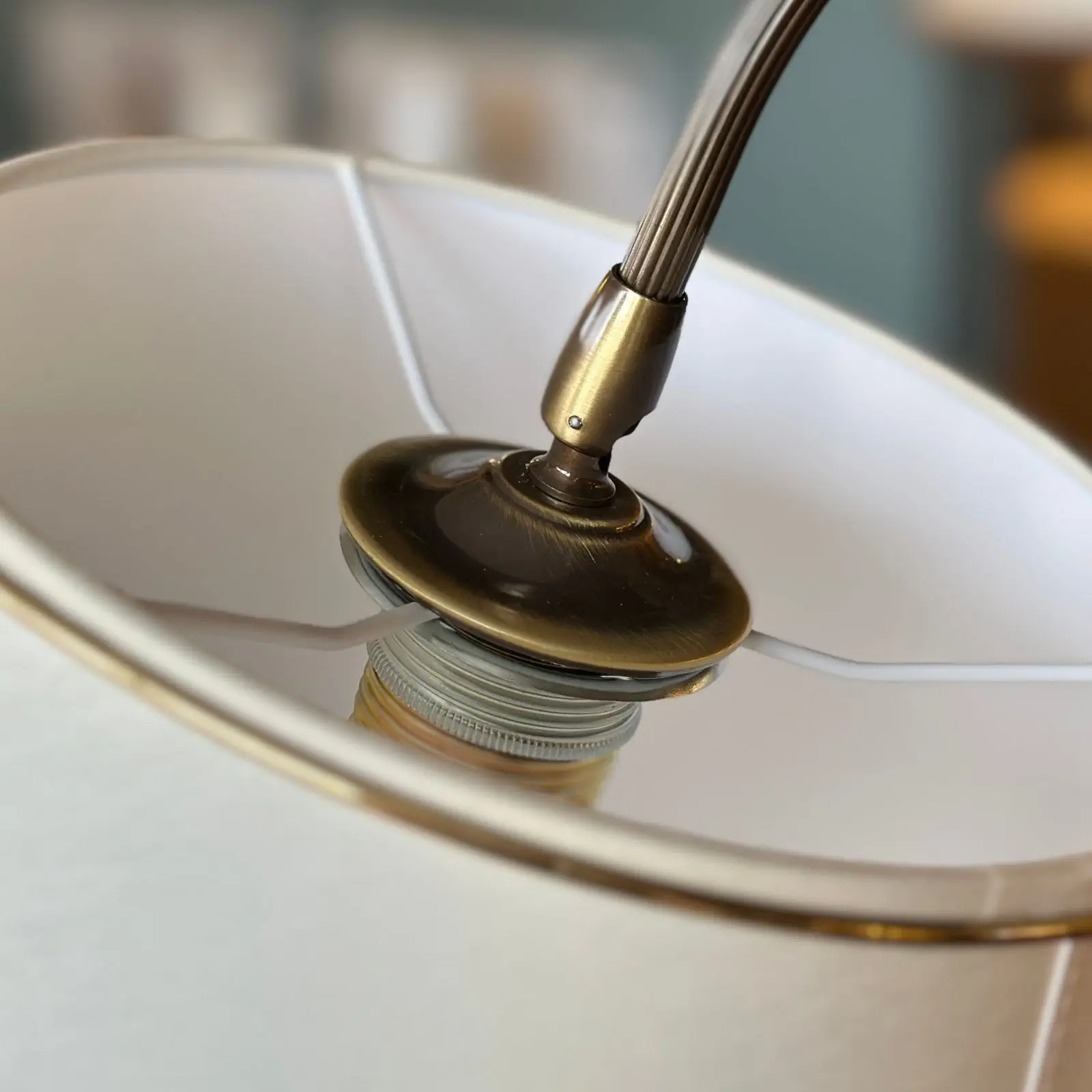 Tekstilni abažur 12-4426, Ø 320 mm, krem sa zlatnim rubom - 3