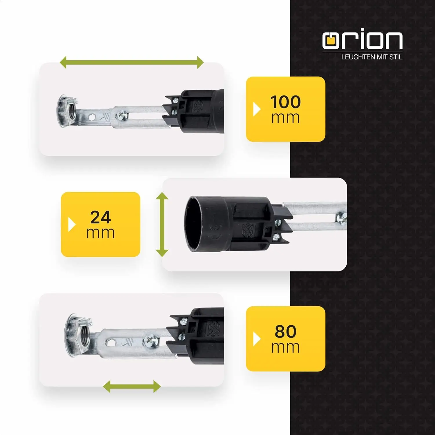 Grlo za sijalicu E14, podesive visine 80–100 mm, crno - 3