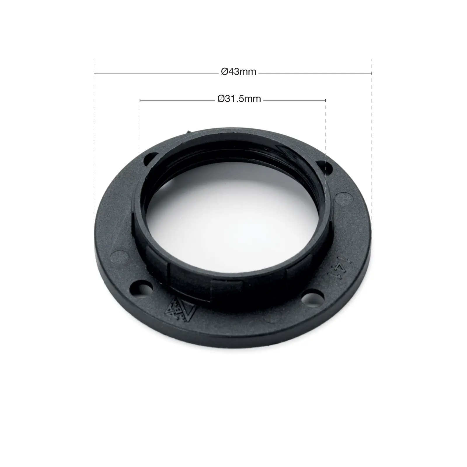 Navojni prsten E14, PVC, crni - 3