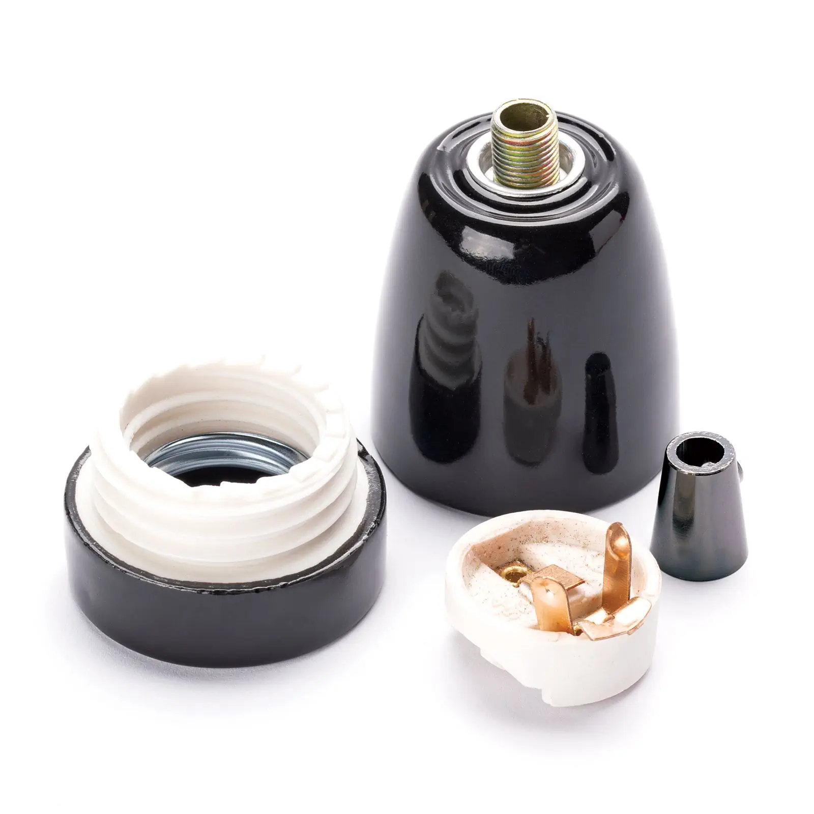 Grlo za sijalicu E27, navoj M10x1, 64 mm, crno - 5