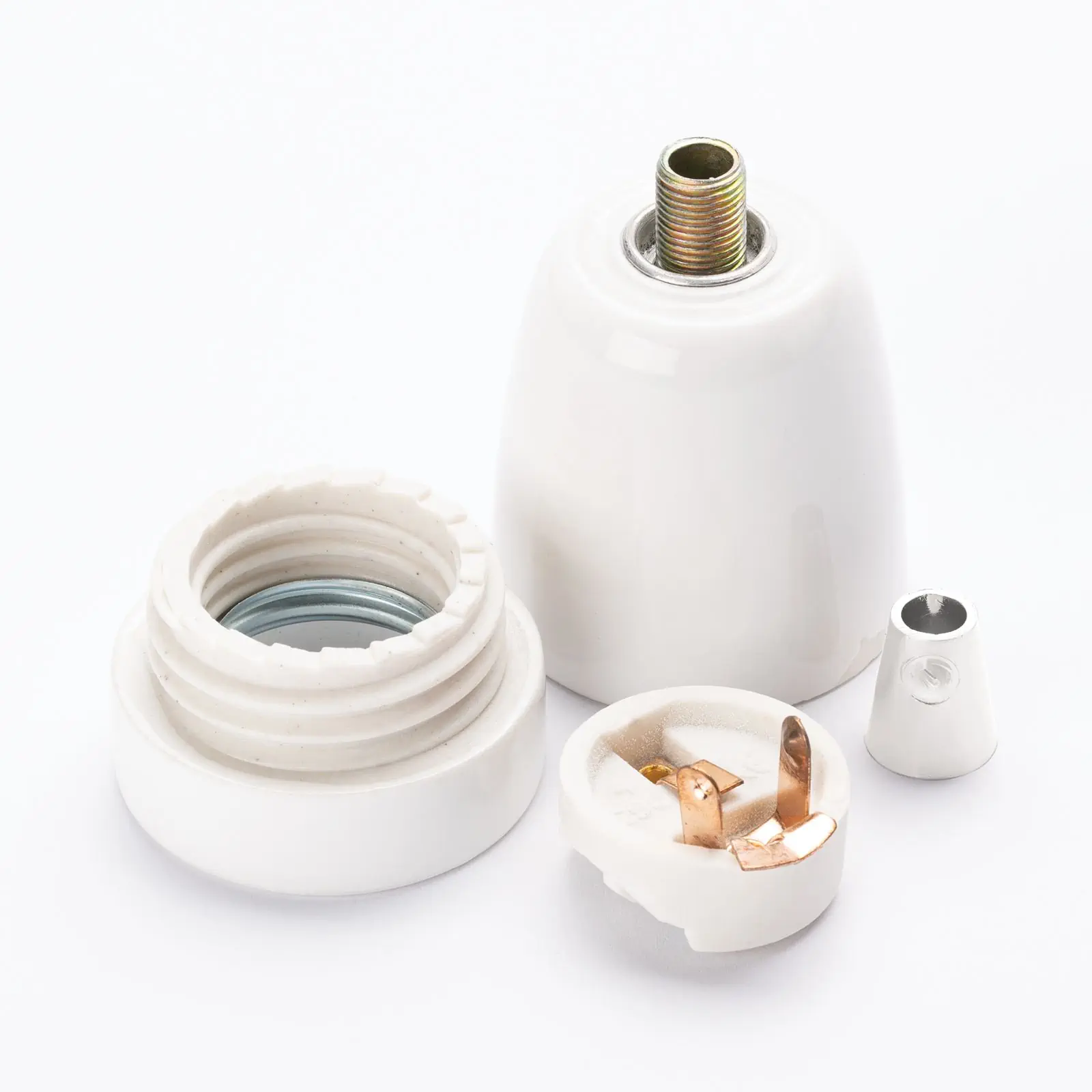 Grlo za sijalicu E27, navoj M10x1, 64 mm, belo - 5