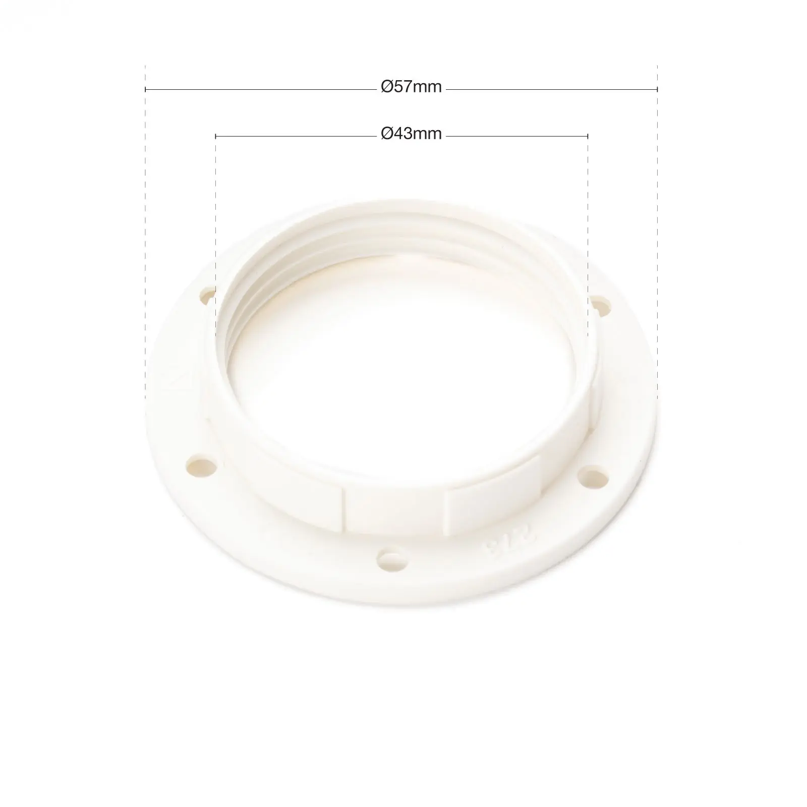 Navojni prsten E27, Ø 57 mm, beli - 3