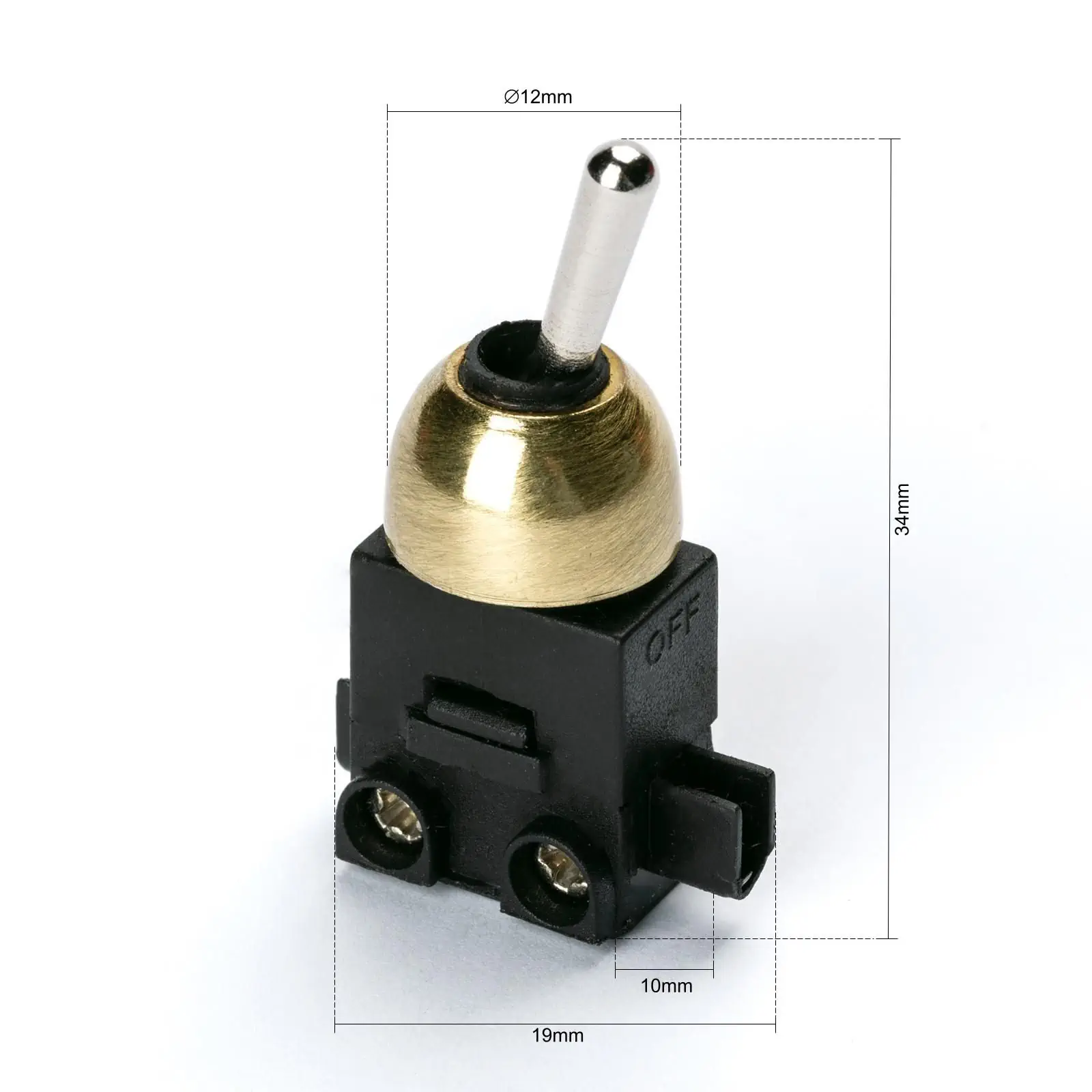 Ugradni prekidač sa polugom, Ø 12 mm, mesing - 5