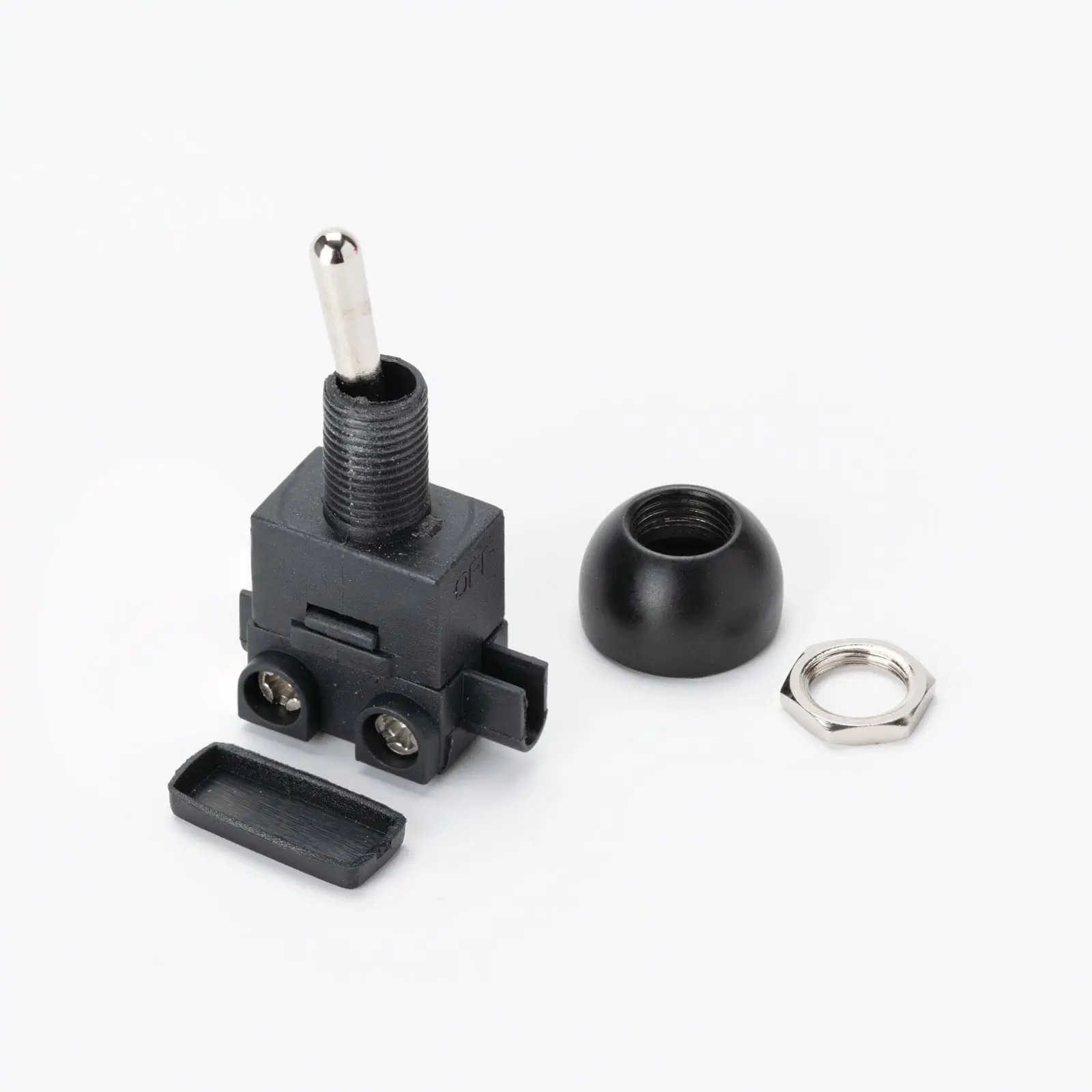 Ugradni prekidač sa polugom, Ø 12 mm, crni, set od 5 komada - 2