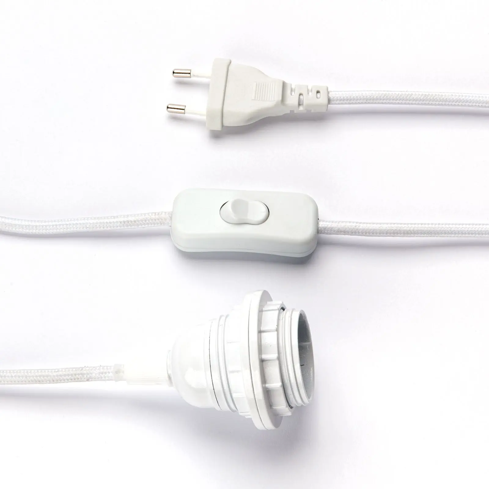 Priključni kabl E27, prekidač, 4 m, beli - 2