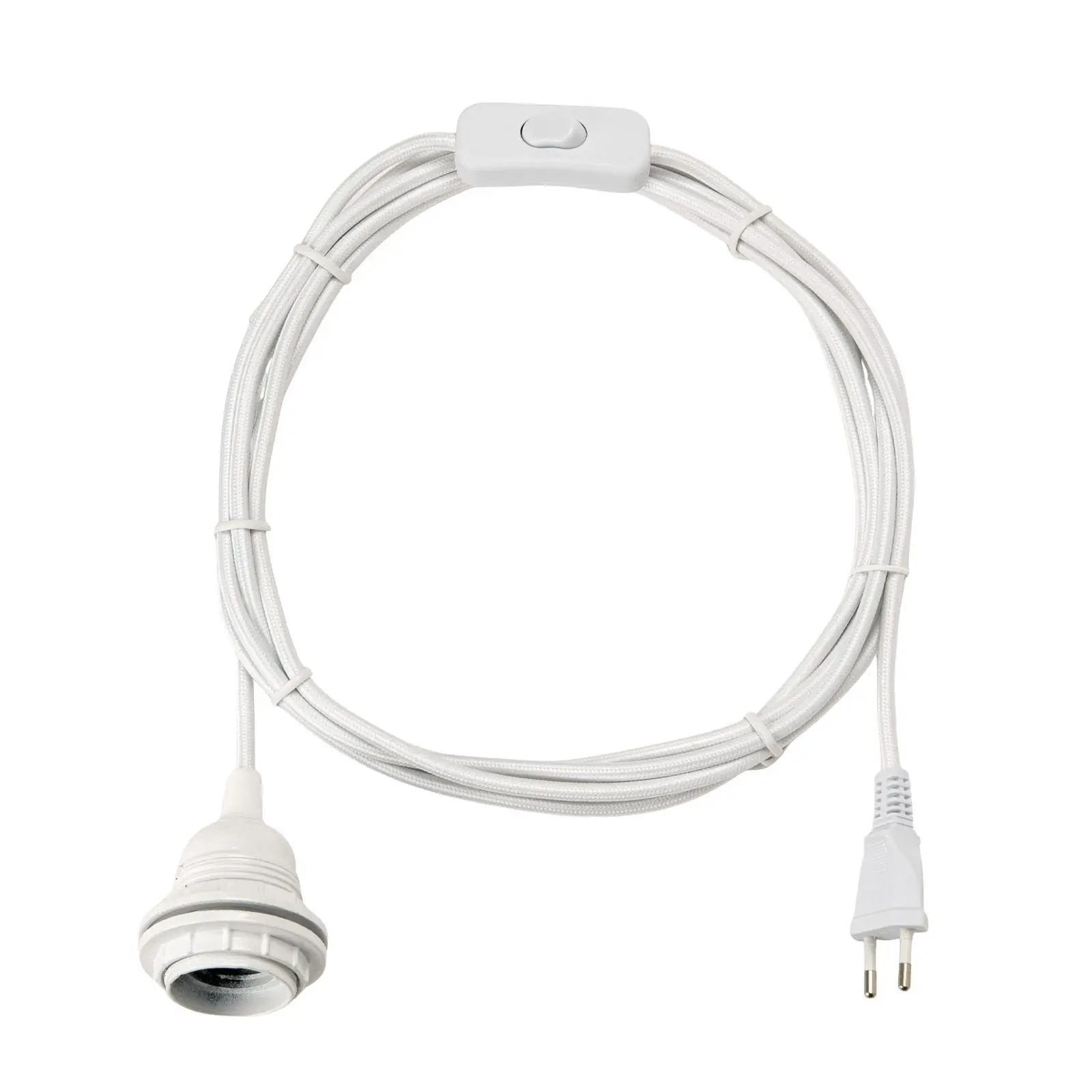 Priključni kabl E27, prekidač, 4 m, beli - 6