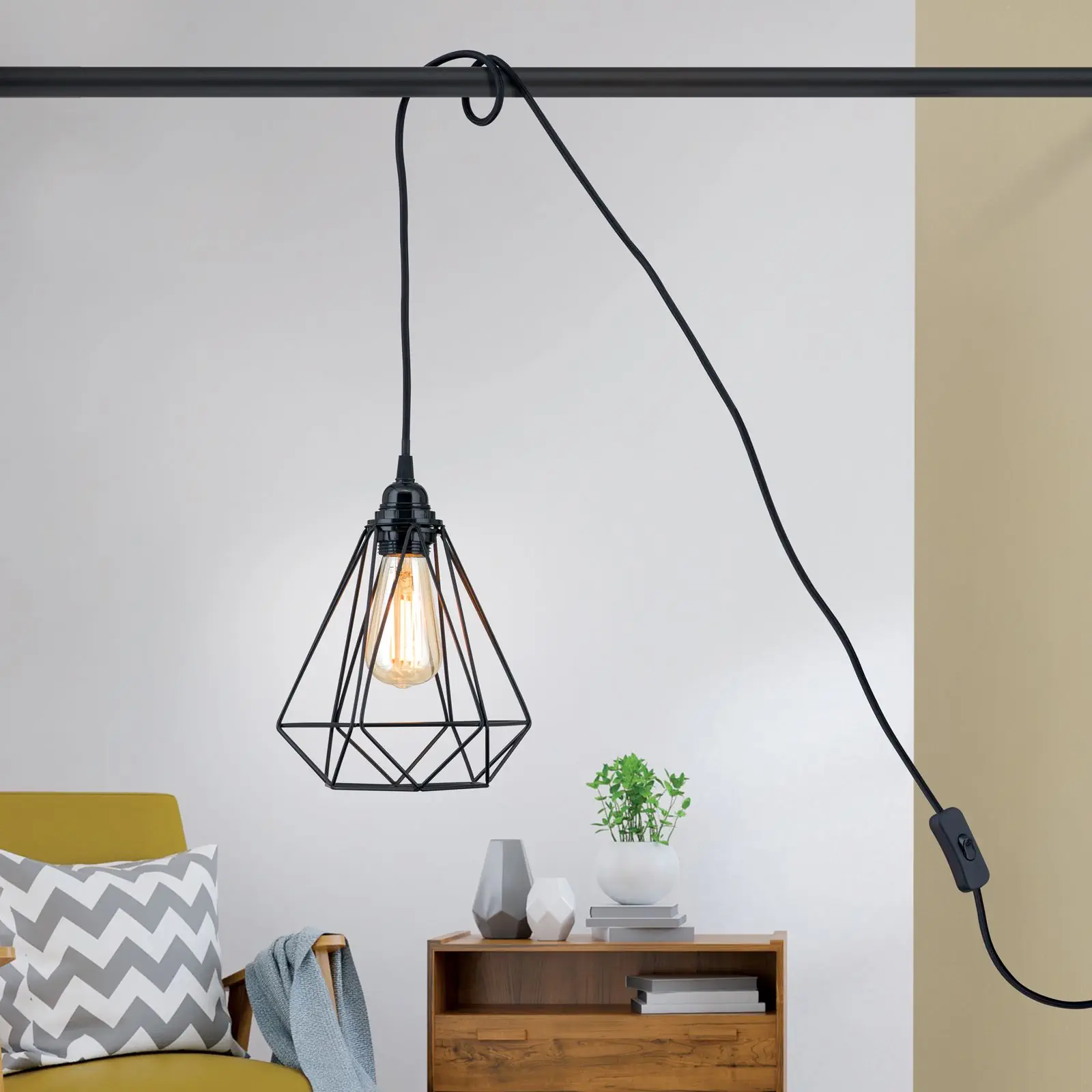 Priključni kabl E27, prekidač, 4 m, crni - 5