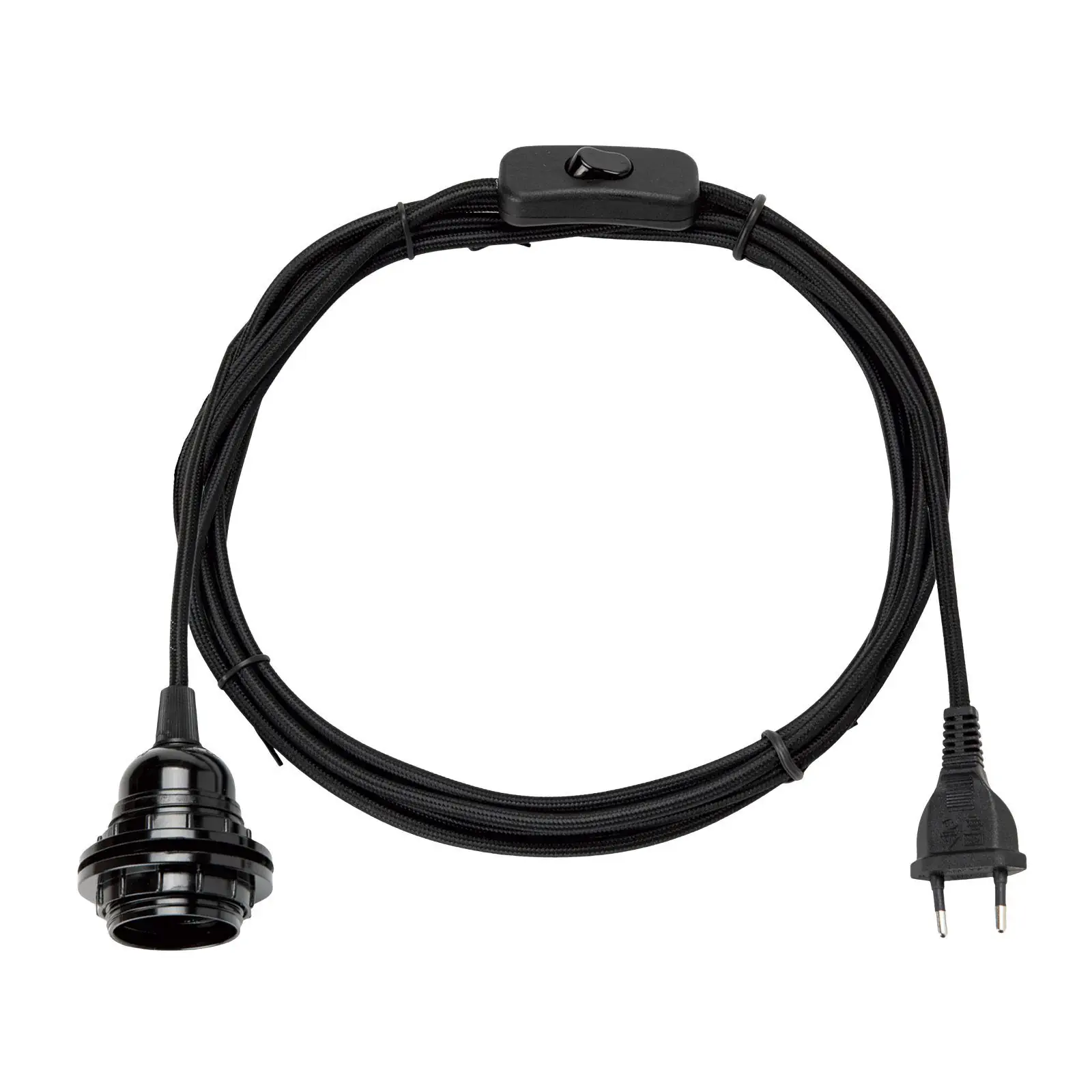 Priključni kabl E27, prekidač, 4 m, crni - 6