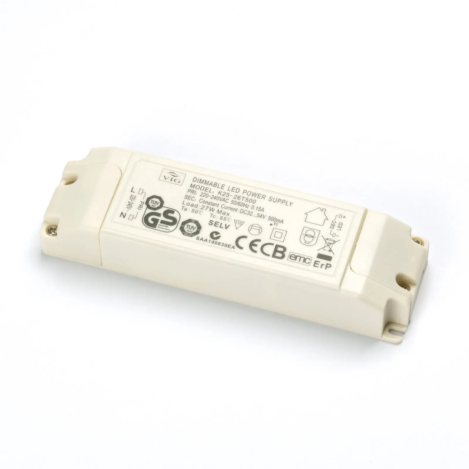 Drajver 27a VIG K25-26T500, 500 mA 27 W, dimabilan - 1