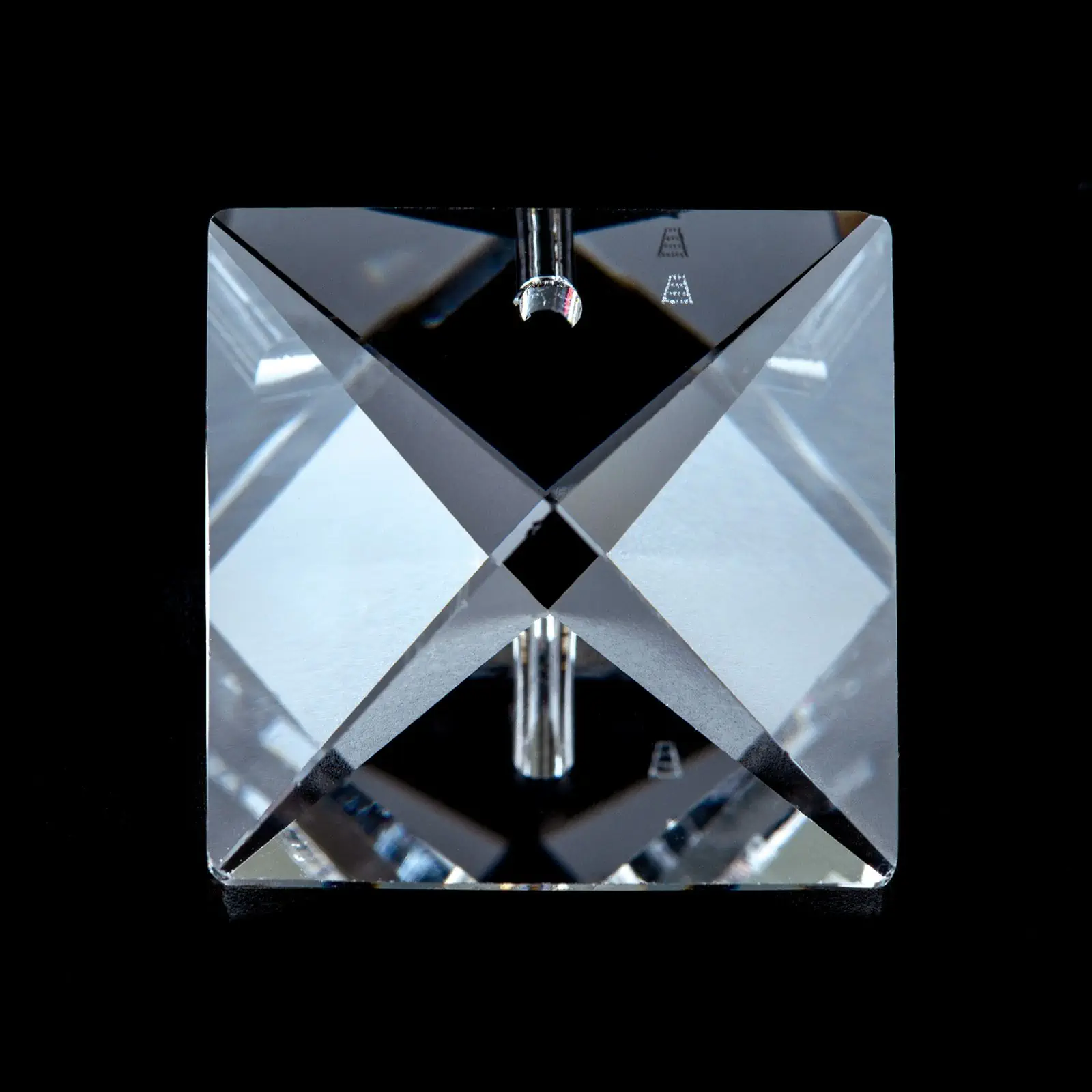 Kristal za luster – kvadratni kamen STRASS® Swarovski® Crystal, 22 mm, 1 rupa, transparentni - 2