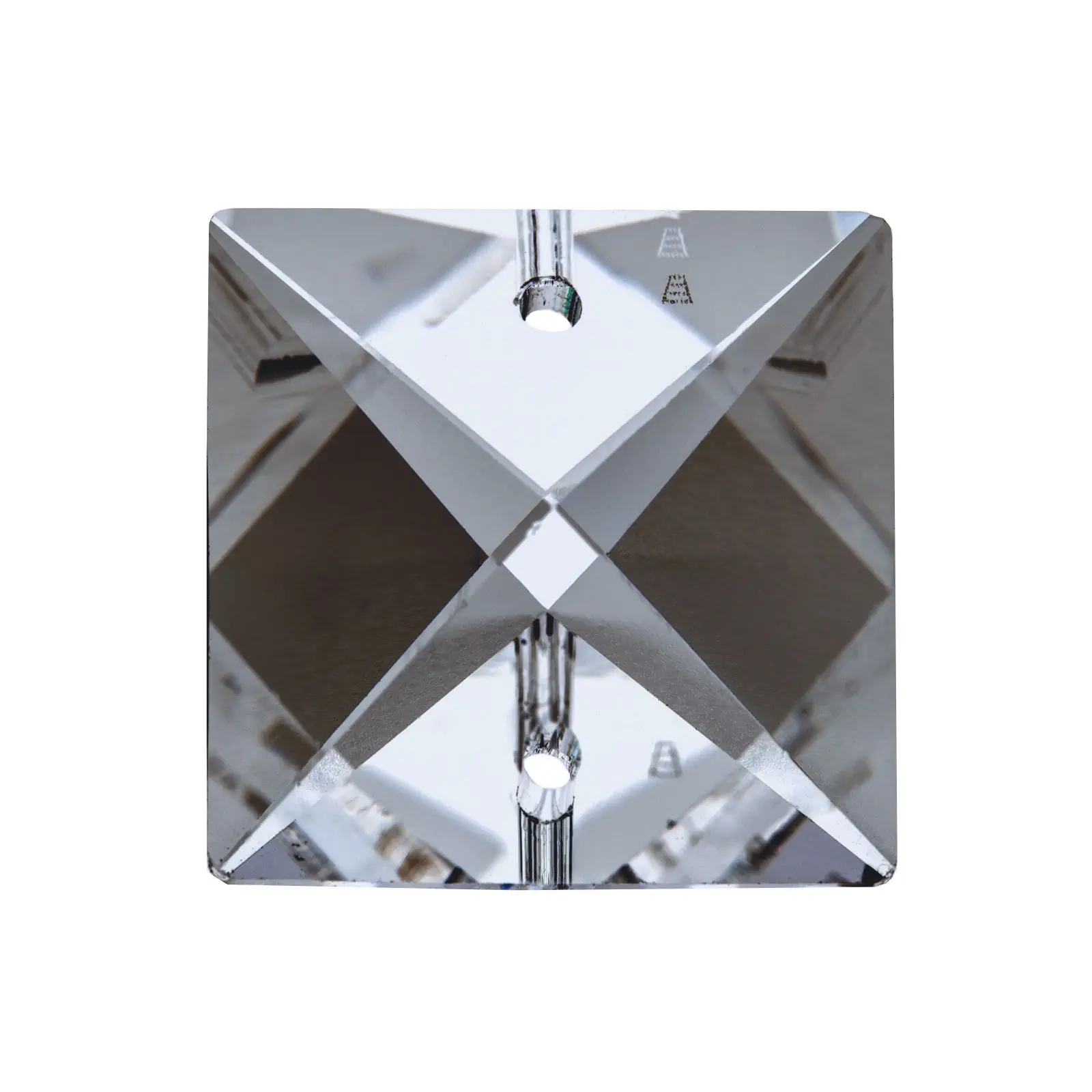 Kristal za luster – kvadratni kamen STRASS® Swarovski® Crystal, 22 mm, 2 rupe, transparentni