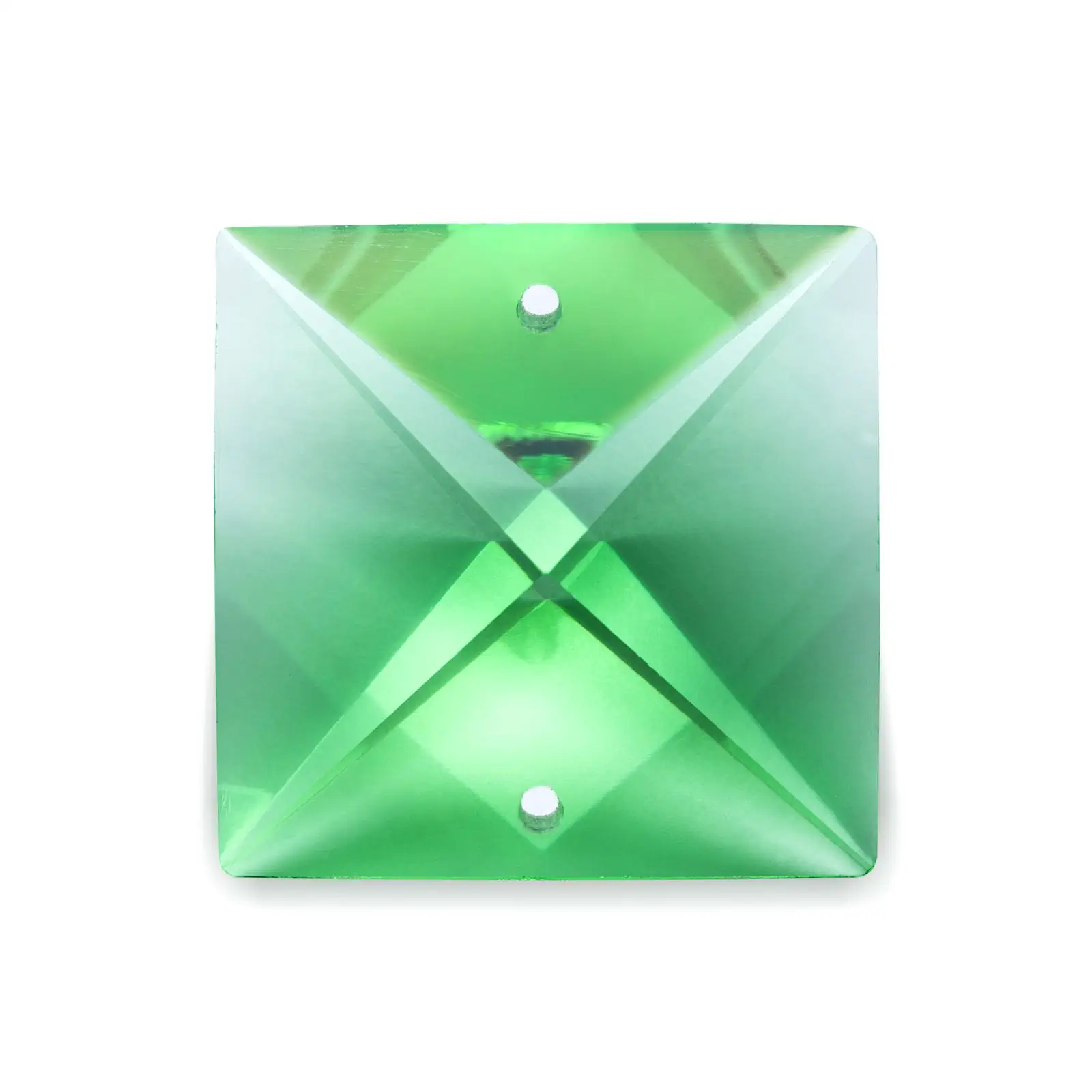 Kristal za luster – kvadratni kamen SCHÖLER CRYSTAL®, 2 rupe, 22 mm, zeleni - 1