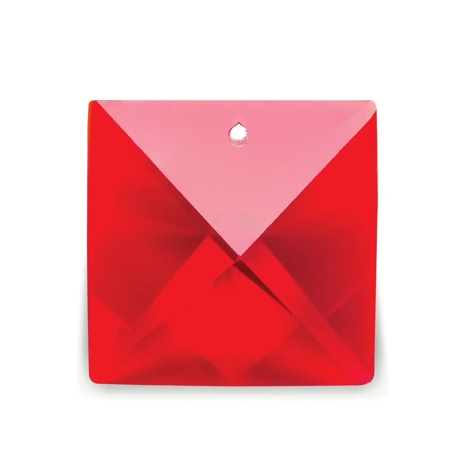 Kristal za luster – kvadratni kamen SCHÖLER CRYSTAL®, 1 rupa, 22 mm, crveni