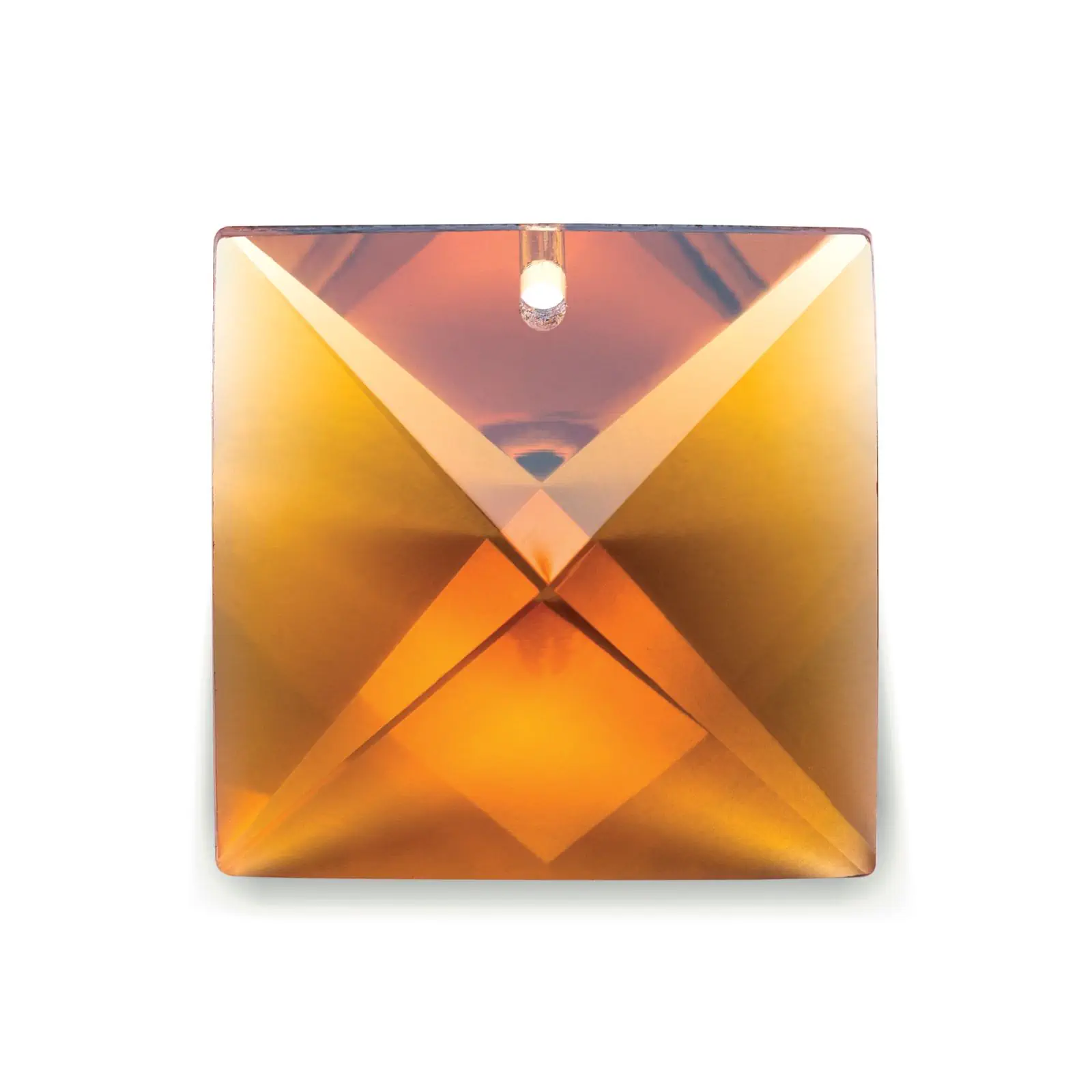 Kristal za luster – kvadratni kamen SCHÖLER CRYSTAL®, 1 rupa, 22 mm, topaz amber