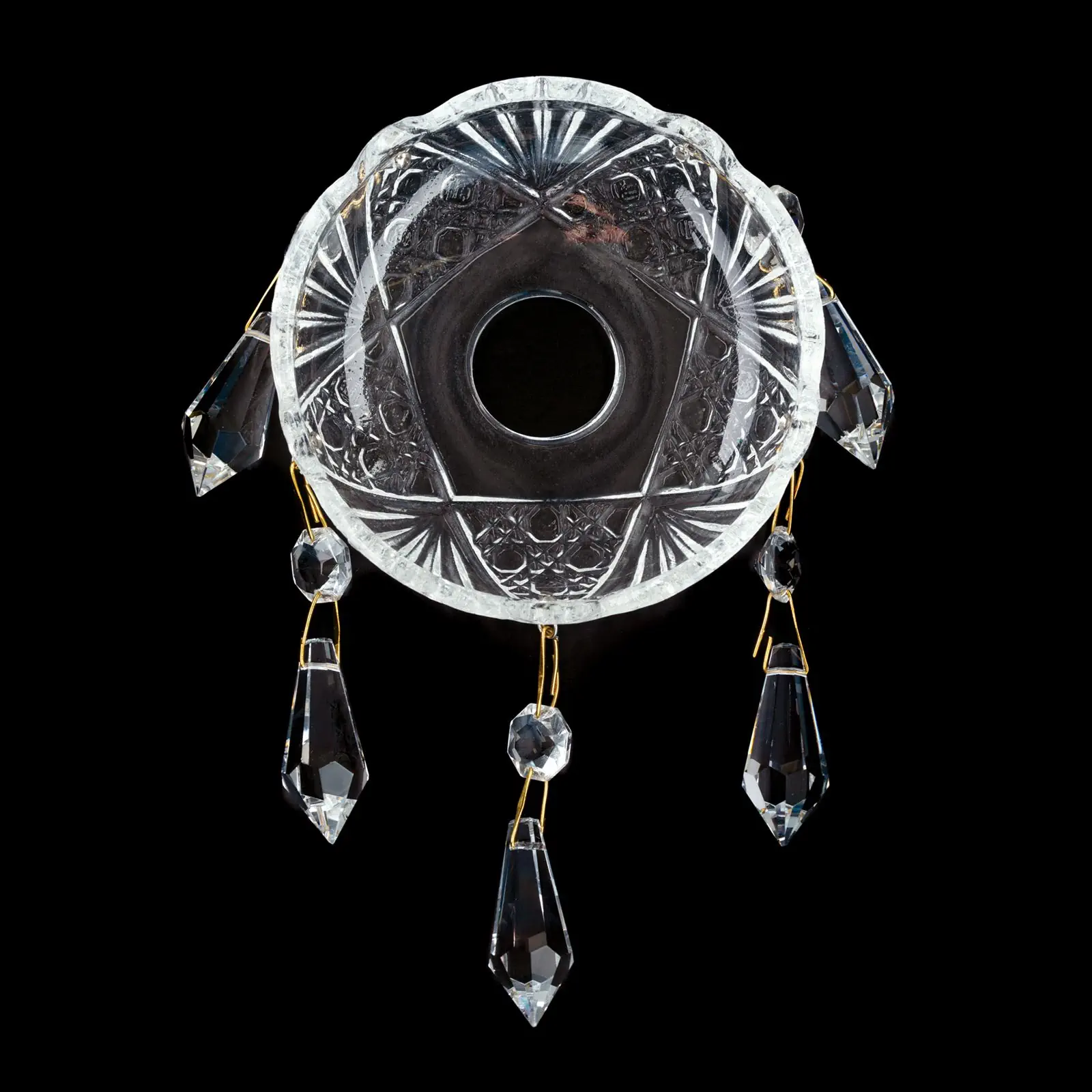 Stakleni bobeche 2211 sa kristalima, 27x105 mm, rupa=26 mm - 2